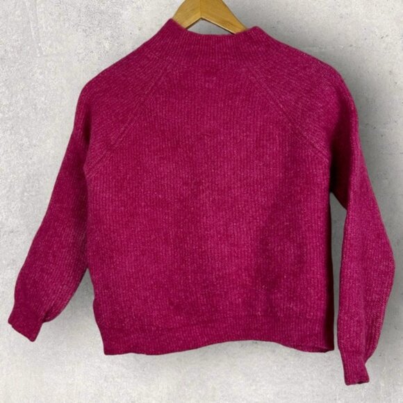 Sezane Trudy Ribbed Knit Sweater Pink Size Medium French Buttons Mohair Wool M - Picture 4 of 14